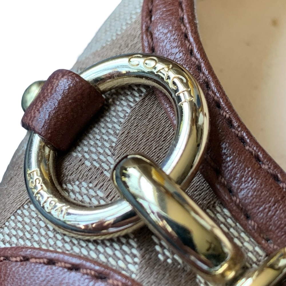 Coach Stella Jacquard Signature Leather Wedge Peep Toe Shoes - Picture 4 of 15